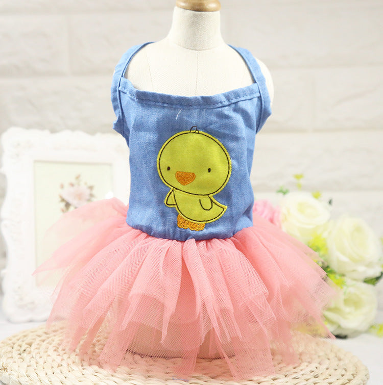 Spring And Summer New Dog Clothing Cat Clothing Pet Supplies Striped Suspender Mesh Skirt Dress Small Dog