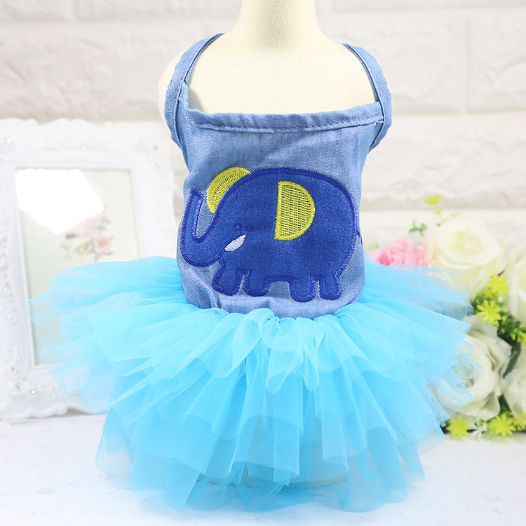 Spring And Summer New Dog Clothing Cat Clothing Pet Supplies Striped Suspender Mesh Skirt Dress Small Dog